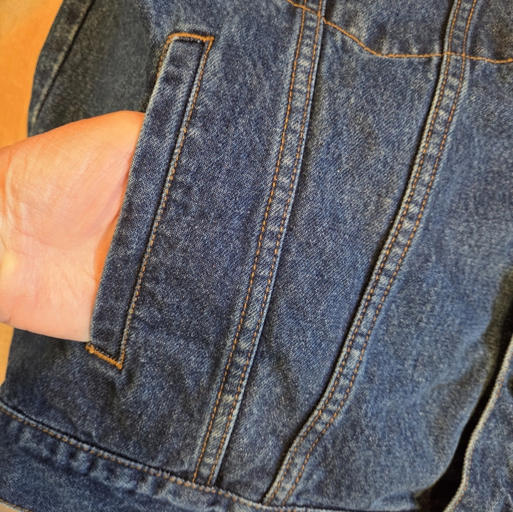 Vintage 90s Mens Lg Hard Rock Cafe Las Vegas Embroidered Denim Trucker Jacket - Picture 4 of 10